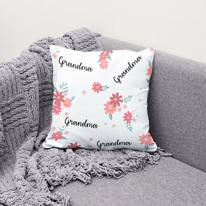 Mom Custom Mother's Day Floral Text Throw Pillow